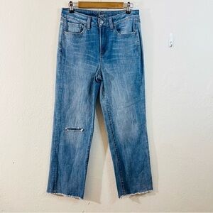 Chico's Denim High-Rise Straight Leg Jeans with Distressed Detail Women Size 6